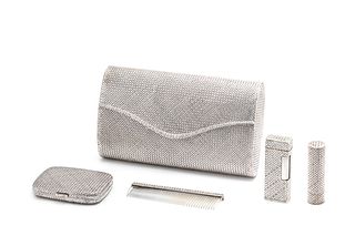 WHITE GOLD AND DIAMOND CLUTCH AND ACCESSORIES
