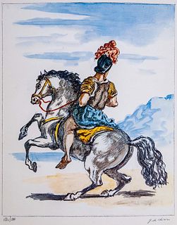 Giorgio de Chirico (Volos 1888-Roma 1978)  - Il Cavaliere solitario, 1968