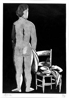 Giacomo Manzù (Bergamo 1908-Roma 1991)  - Nude and chair