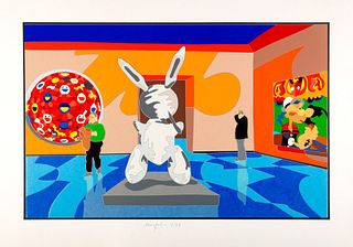 Ugo Nespolo (Mosso 1941)  - At the museum - Tribute to Koons