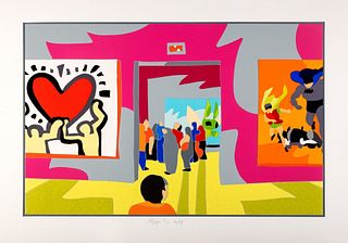 Ugo Nespolo (Mosso 1941)  - At the museum - Tribute to Haring