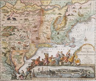 1730 Original Seutter Map New England, NY