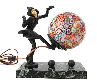 Art Deco LAMP Pixie, Millefiori Ball