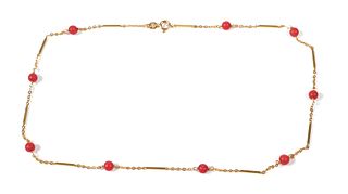 18K GOLD & CORAL Bead Necklace