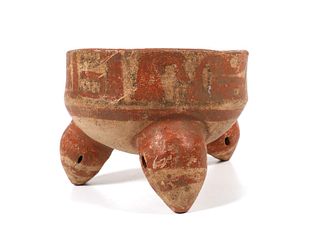 Precolumbian Pottery Tripod Rattle Bowl