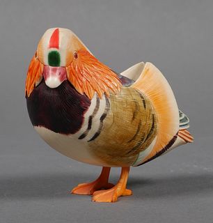 Japanese Ivory Okimono, Duck, Signed