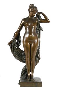 CAMPAGNE Antique Nude Bronze Sculpture