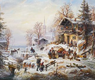 JANEZ KENZER, Oil on Canvas, Winter Landscape