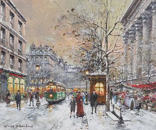 ANTOINE BLANCHARD, Oil/Canvas, Paris Street Scene