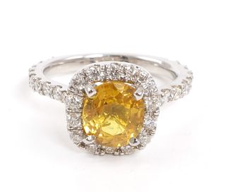 Platinum YELLOW SAPPHIRE & DIAMOND Ring
