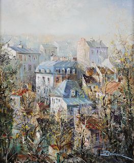 LUCIEN DELARUE, Oil on Canvas Cityscape