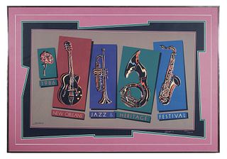 New Orleans Jazz Festival Poster, 1986, Barrozs