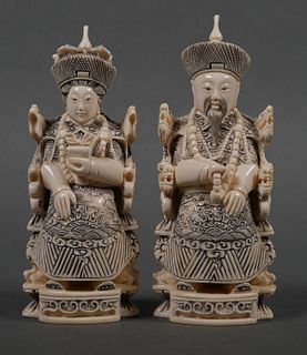 Antique Ivory Emperor & Empress Statues