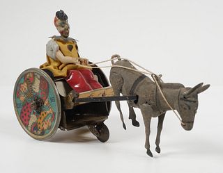 LEHMANN Clown Cart Tin Windup Toy