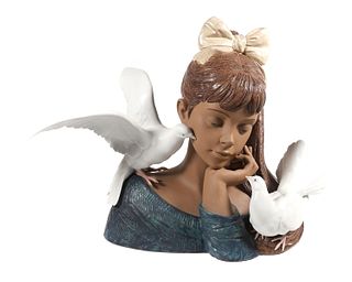 LLADRO Girl with Doves, Large