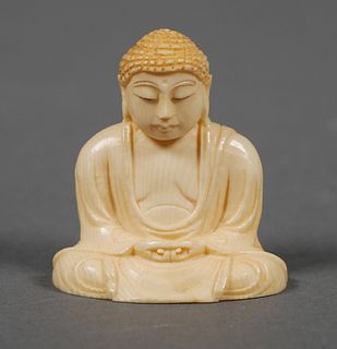 Antique Japanese Carved Ivory Buddha, Signed