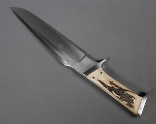 Custom DLC Fixed Blade Antler Handle Knife
