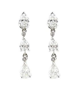 Platinum 3.60ct Diamond Drop Earrings