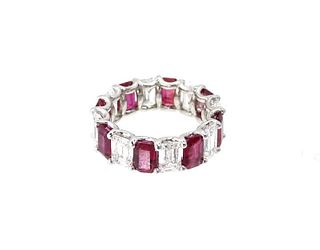 4.58ct Ruby And 4.63ct Diamond Eternity Band