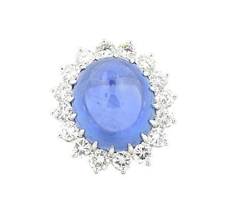 25.00ct Oval Ceylon Sapphire And Diamond Ring