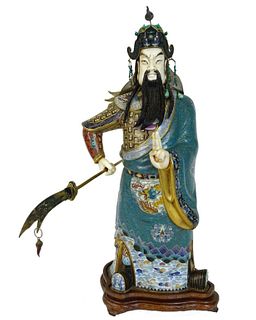 LARGE Chinese Emperor Cloisonne Warrior
