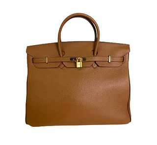 Hermes Birkin Handbag Gold Togo w/ Gold Hardware
