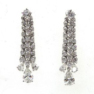 1970's Diamond Platinum Dangle Earrings
