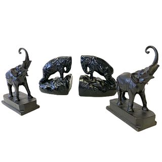 Two Pairs of Elephant Bookends
