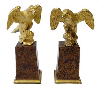 Pair of Gilt Bronze Eagle Sculptures
