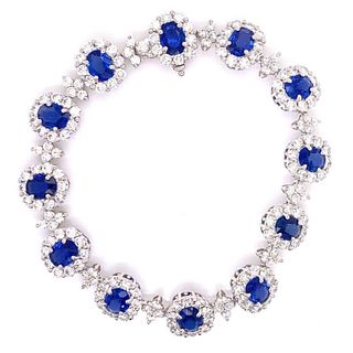 Ceylon Sapphire Diamond 18k White Gold Bracelet