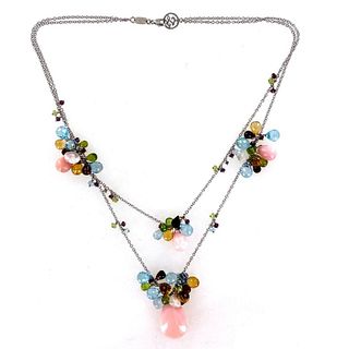 Colorful Briolette Gemstone Coral Drop Earrings