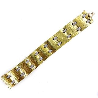 Hammered 18K Yellow Gold Diamond Link Bracelet