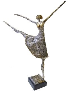 Mixed Metal Dancer on marble plinth