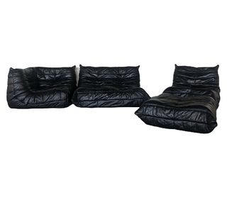 Ligne Roset Togo Sofa Set - 4 Pieces Black Leather