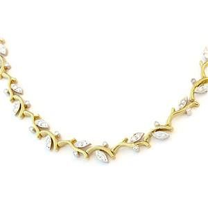 Tiffany&Co. 2ct Diamond Platinum 18k Leaf Necklace