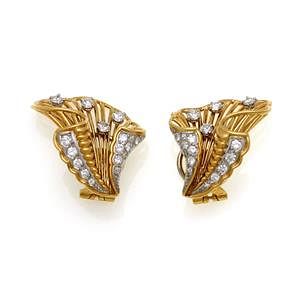 Cartier Rare 1940's Diamond 18k Platinum Earrings
