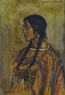 Blackfoot Indian Girl Oil On Canvas