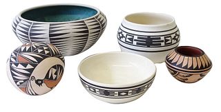 (5) Five Native American Ceramic Items.