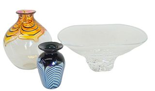 (3) Three Signed Art Glass Items