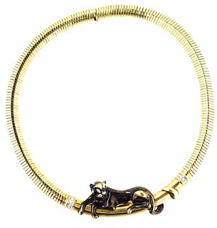 Mayors 18K and Diamond Panther Necklace