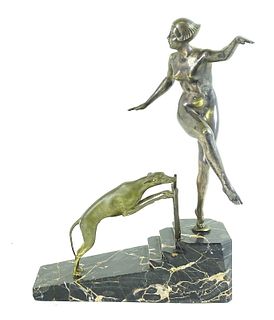 Art Deco Mixed Metal Sculpture, Dancing Women And