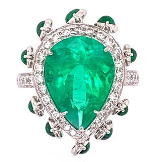 Columbian Emerald Diamond Ring AGL Certified