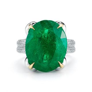 18K Gold 13ct Emerald and Diamond Ring