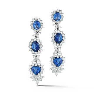 18K WGold 5.25ct Diamond and Sapphire Earrings