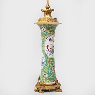 Chinese Style Ormolu-Mounted Porcelain Vase Mounted as a Lamp