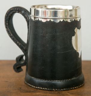 Early English Leather and Silver Tankard
