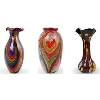 (3 Pc) Murano Art Glass Vases