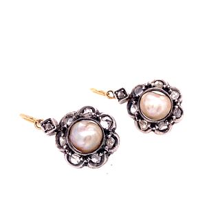 Victorian ÒNaturalÓ Pearls Diamonds Gold Silver EarringÊ