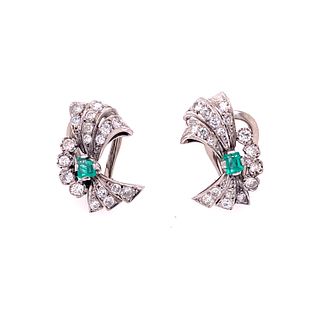 Platinum Diamonds Emerald Retro EarringsÊ