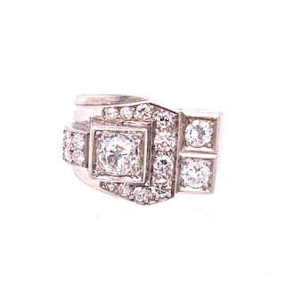 Art Deco Platinum Diamonds Chevalier Ring